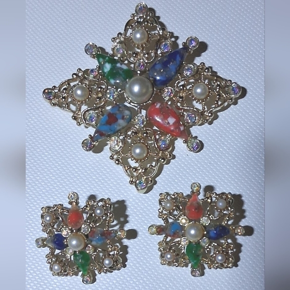 Sarah Coventry Jewelry - * Vintage Sarah Coventry Maltese Cross Brooch Pin & Earrings SET